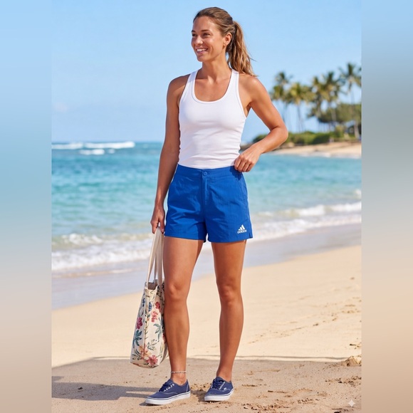 adidas Pants - Adidas Women's Woven Swim Shorts - Royal Blue - Size Small